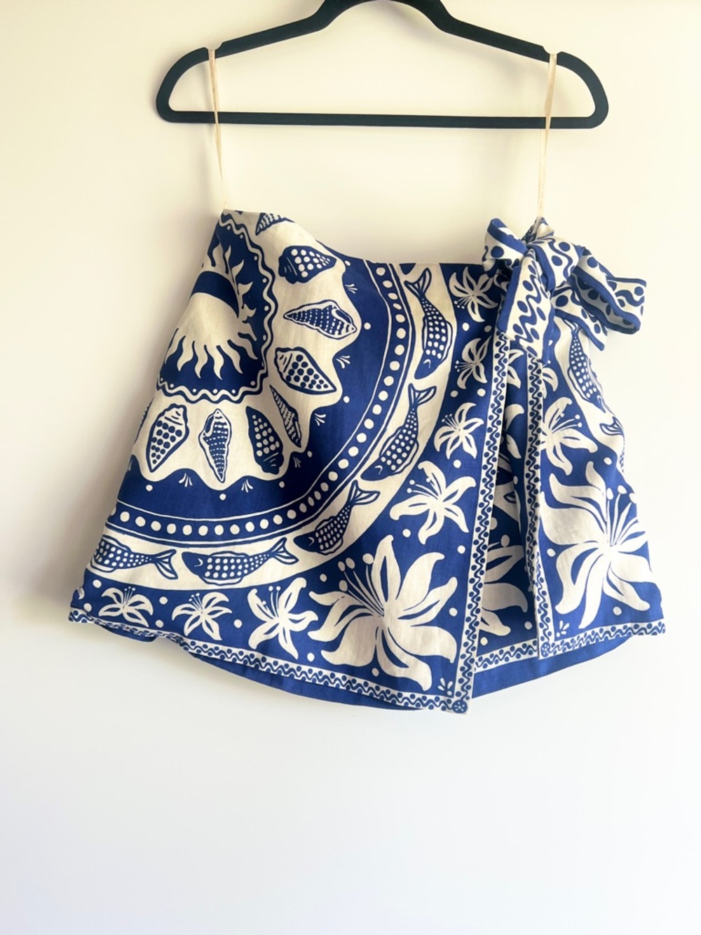 FARM Rio Blue Nature Linen Blend Tie Sarong Cover-up Skirt Size Medium NWT - Picture 7 of 14